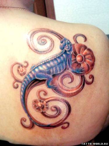 Фото и значение татуировки Саламандра. 636400094